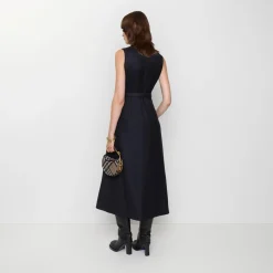 Belted Check Wool Dress