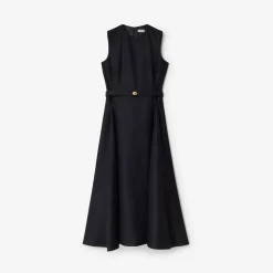 Belted Check Wool Dress