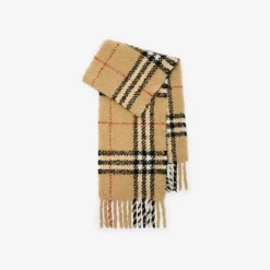 Check Alpaca Wool Blend Bouclé Scarf