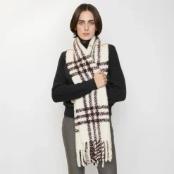 Check Alpaca Wool Blend Bouclé Scarf