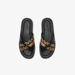 Check and Leather Drift Sandals​