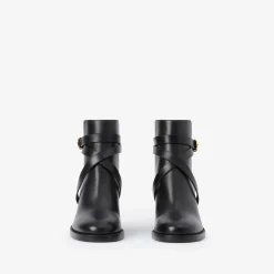 Check and Leather Heel Boots