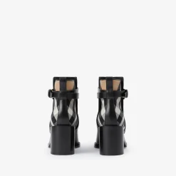 Check and Leather Heel Boots