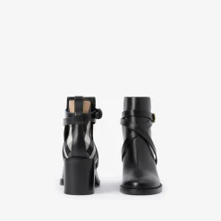 Check and Leather Heel Boots