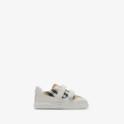 Check and Leather Sneakers