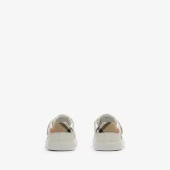Check and Leather Sneakers