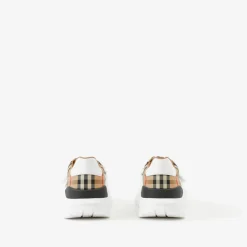Check and Leather Sneakers
