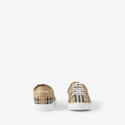 Check and Leather Sneakers