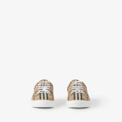 Check and Leather Sneakers