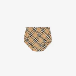 Check Bow Cotton Dress with Bloomers