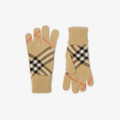 Check Cashmere Blend Gloves