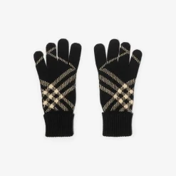 Check Cashmere Blend Gloves