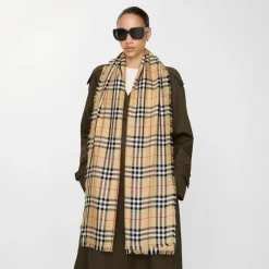 Check Cashmere Silk Scarf