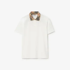 Check Collar Cotton Polo Shirt