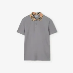 Check Collar Cotton Polo Shirt