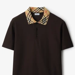 Check Collar Cotton Polo Shirt