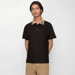 Check Collar Cotton Polo Shirt