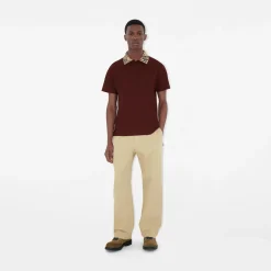Check Collar Cotton Polo Shirt