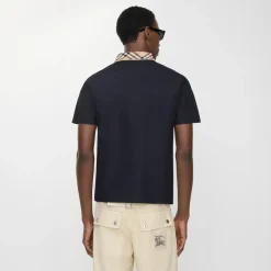 Check Collar Cotton Polo Shirt