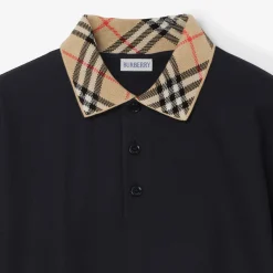 Check Collar Cotton Polo Shirt