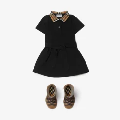 Check Collar Cotton Polo Shirt Dress