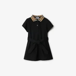 Check Collar Cotton Polo Shirt Dress