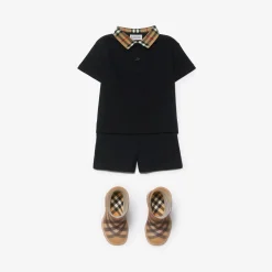 Check Collar Cotton Polo Shirt