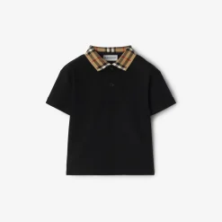 Check Collar Cotton Polo Shirt