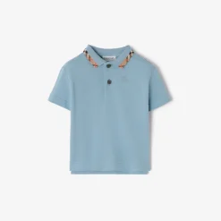 Check Collar Cotton Polo Shirt
