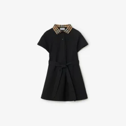 Check Collar Cotton Polo Shirt Dress