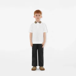 Check Collar Cotton Polo Shirt
