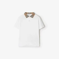 Check Collar Cotton Polo Shirt