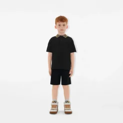 Check Collar Cotton Polo Shirt