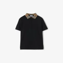 Check Collar Cotton Polo Shirt