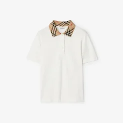 Check Collar Cotton Polo Shirt