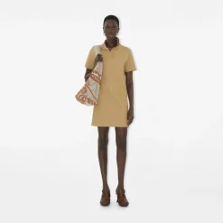 Check Collar Cotton Polo Shirt Dress