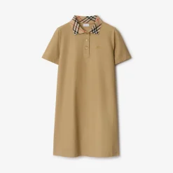 Check Collar Cotton Polo Shirt Dress