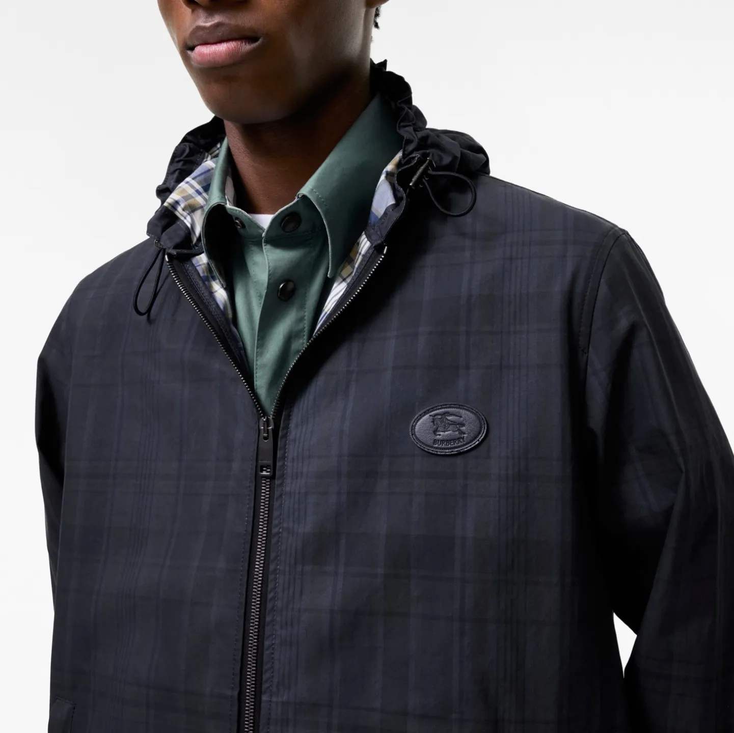 Check Cotton Newport Hooded Jacket