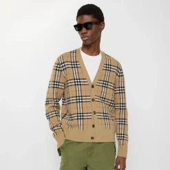 Check Cotton Wool Cardigan