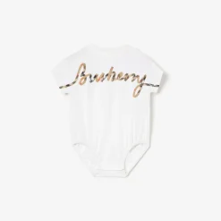 Check Cursive Logo Cotton Bodysuit