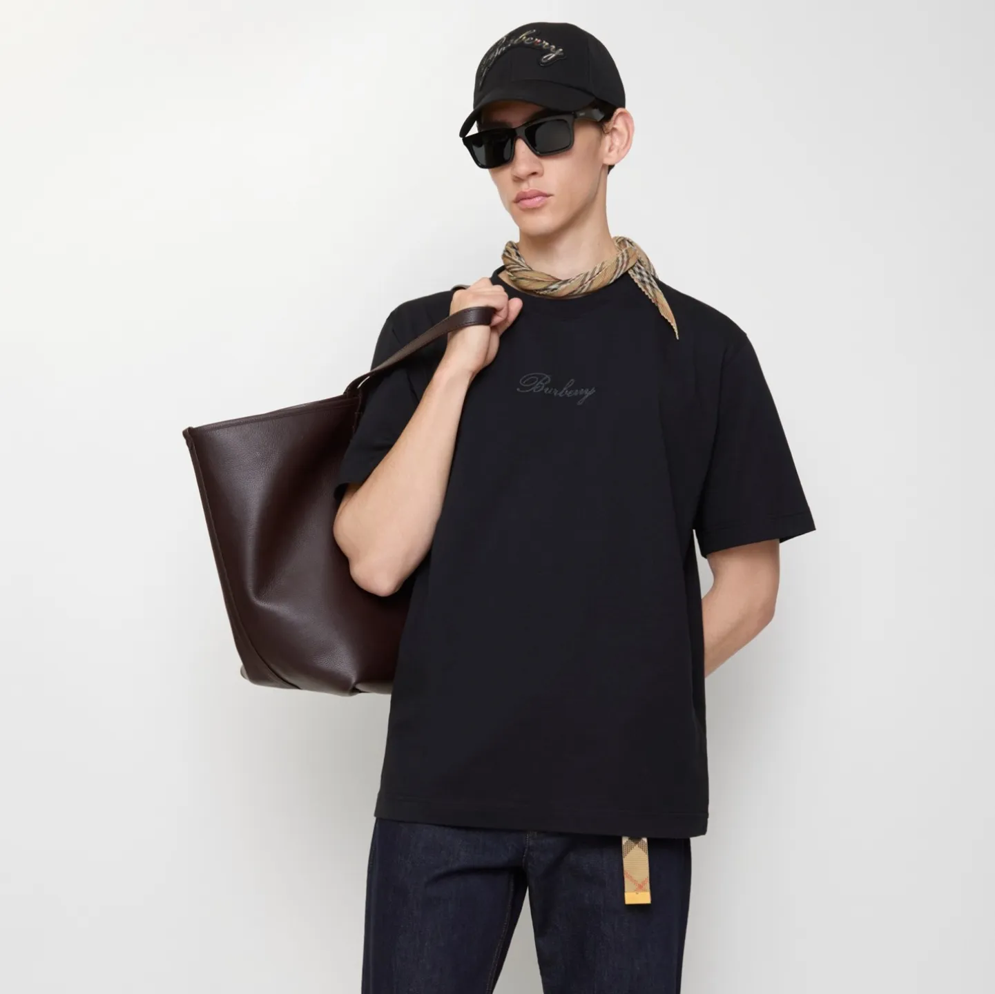 Check Cursive Logo Cotton T-shirt