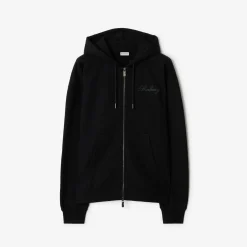 Check Cursive Logo Cotton Zip Hoodie