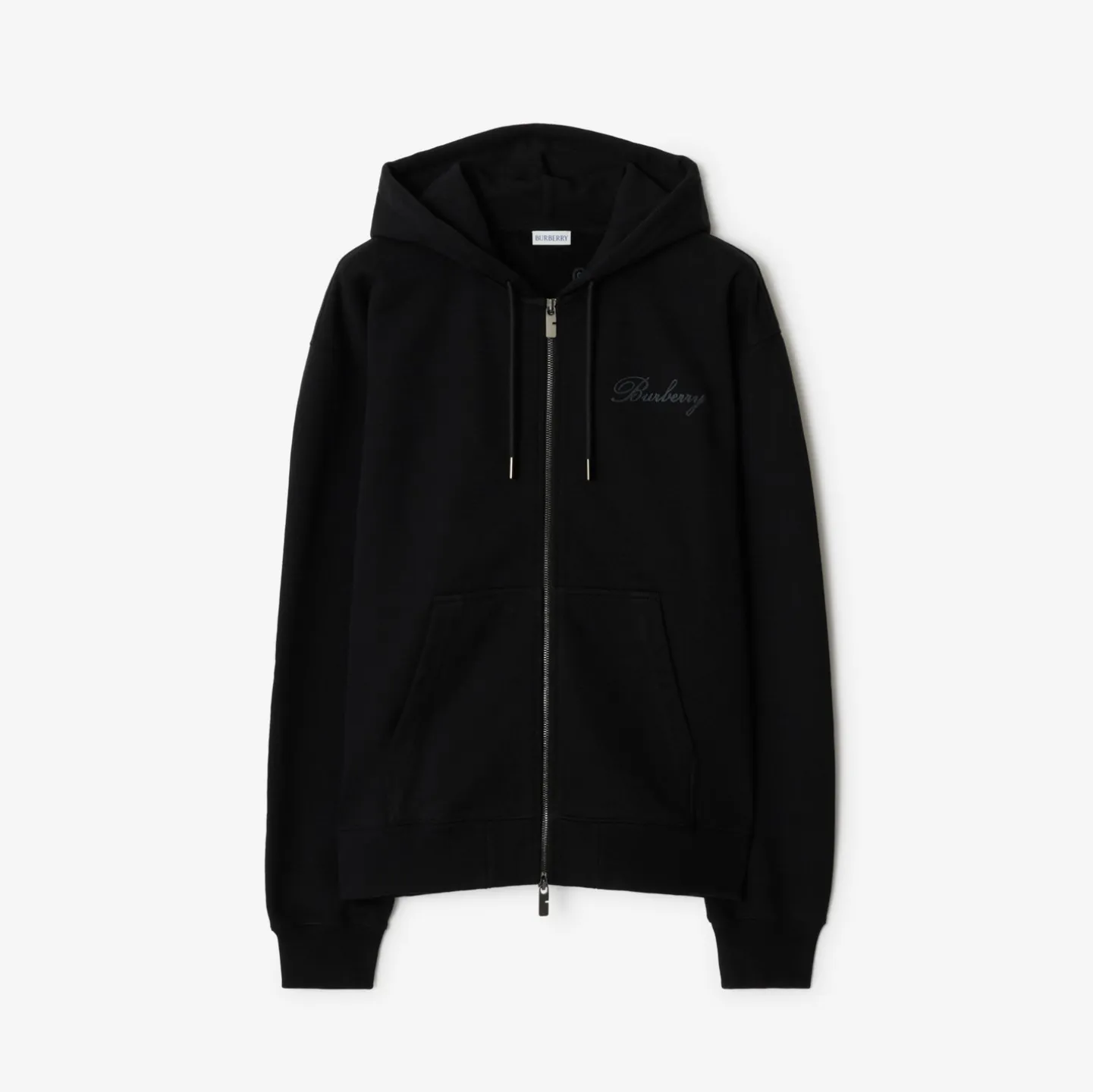 Check Cursive Logo Cotton Zip Hoodie