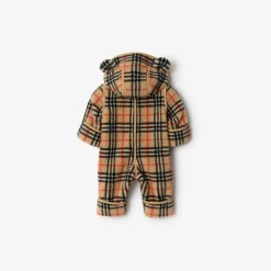 Check Fleece Hooded Jumpsuit