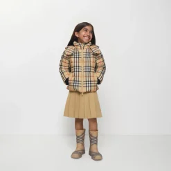 Check Hooded Puffer Jacket