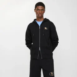 Check Knight Stamp Cotton Zip Hoodie