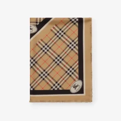 Check Knight Stamp Silk Scarf
