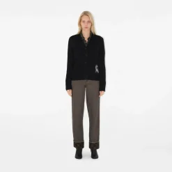 Check Label Wool Cardigan