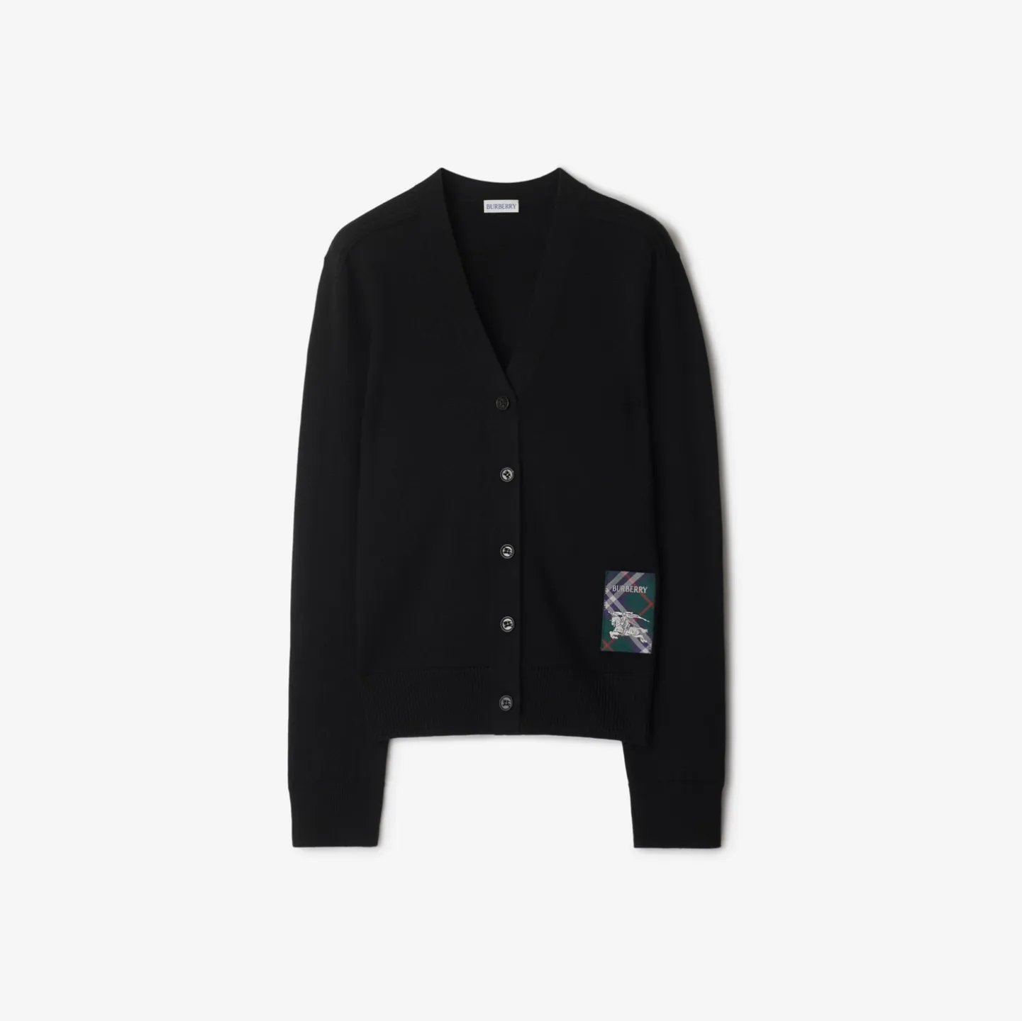 Check Label Wool Cardigan
