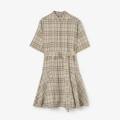 Check Linen Blend Dress